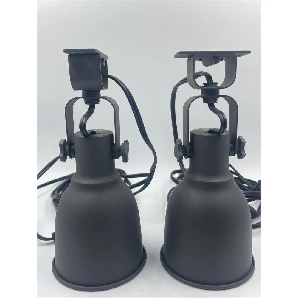 SET of 2 - Ikea HEKTAR Wall Spotlight Lamp W Bulbs, Metal, Dark Gray - Pre Owned